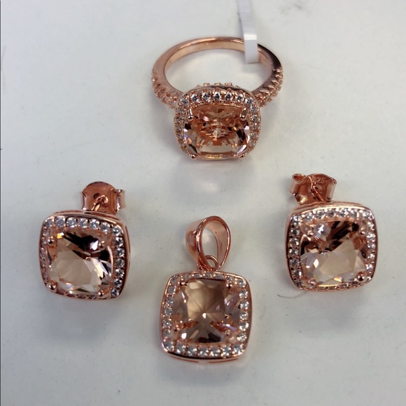 Jewelry - sterling silver 925 simulated morganite sets